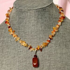 Necklace Carnelian Necklace pendant Length  16 inches with 1 inch pendant 17